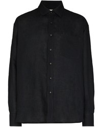 Chemise à manches longues en lin noire COMMAS