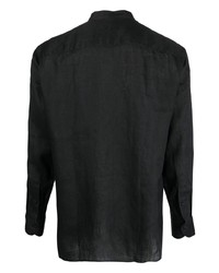 Chemise à manches longues en lin noire Tagliatore