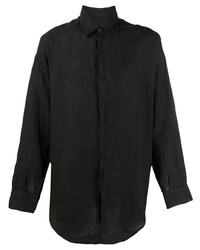 Chemise à manches longues en lin noire Costumein