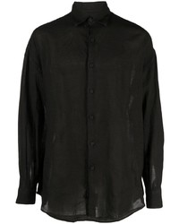 Chemise à manches longues en lin noire Costumein