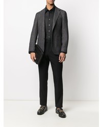 Chemise à manches longues en lin noire Billionaire