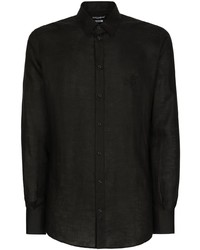 Chemise à manches longues en lin noire Dolce & Gabbana