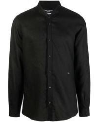 Chemise à manches longues en lin noire Dolce & Gabbana