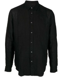 Chemise à manches longues en lin noire Forme D'expression