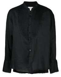 Chemise à manches longues en lin noire Greg Lauren