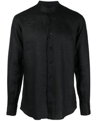 Chemise à manches longues en lin noire Karl Lagerfeld