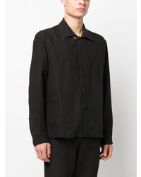 Chemise à manches longues en lin noire Marané