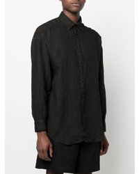 Chemise à manches longues en lin noire Costumein