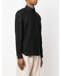 Chemise à manches longues en lin noire Malo