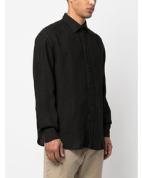 Chemise à manches longues en lin noire Costumein