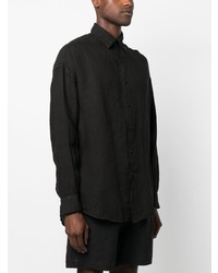 Chemise à manches longues en lin noire Costumein