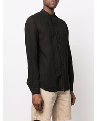 Chemise à manches longues en lin noire Costumein