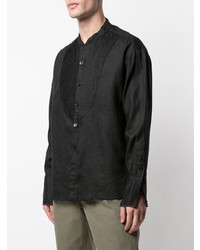 Chemise à manches longues en lin noire Greg Lauren