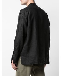 Chemise à manches longues en lin noire Greg Lauren