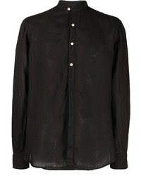 Chemise à manches longues en lin noire MC2 Saint Barth