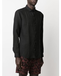 Chemise à manches longues en lin noire Costumein