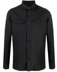Chemise à manches longues en lin noire Tom Ford