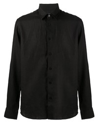 Chemise à manches longues en lin noire Vilebrequin