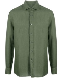 Chemise à manches longues en lin olive 120% Lino