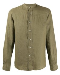 Chemise à manches longues en lin olive Aspesi