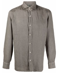 Chemise à manches longues en lin olive Borrelli