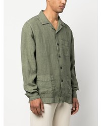 Chemise à manches longues en lin olive Boglioli