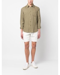 Chemise à manches longues en lin olive PS Paul Smith