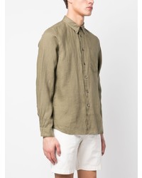 Chemise à manches longues en lin olive PS Paul Smith