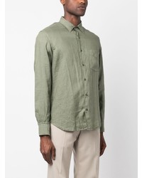 Chemise à manches longues en lin olive Aspesi