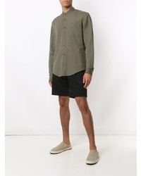 Chemise à manches longues en lin olive OSKLEN