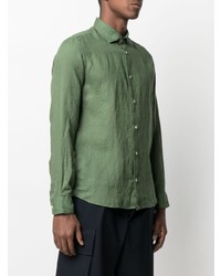 Chemise à manches longues en lin olive Drumohr