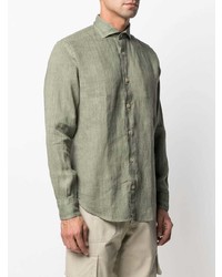 Chemise à manches longues en lin olive Eleventy