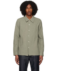 Chemise à manches longues en lin olive Séfr