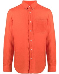 Chemise à manches longues en lin orange Aspesi