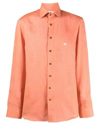 Chemise à manches longues en lin orange Etro