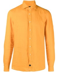 Chemise à manches longues en lin orange Fay