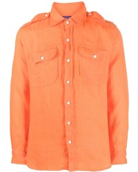Chemise à manches longues en lin orange Ralph Lauren Purple Label