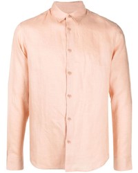 Chemise à manches longues en lin orange Sandro Paris