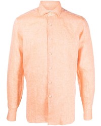 Chemise à manches longues en lin orange Xacus