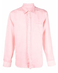Chemise à manches longues en lin rose 120% Lino