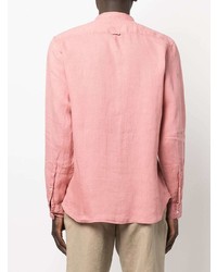 Chemise à manches longues en lin rose Woolrich