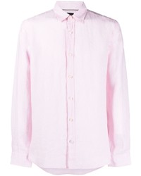 Chemise à manches longues en lin rose BOSS