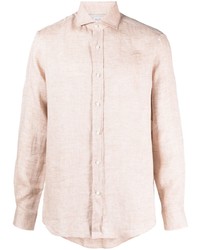 Chemise à manches longues en lin rose Brunello Cucinelli