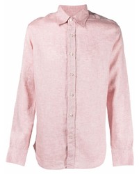 Chemise à manches longues en lin rose Canali