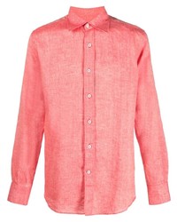 Chemise à manches longues en lin rose Canali