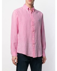 Chemise à manches longues en lin rose Ralph Lauren