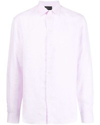 Chemise à manches longues en lin rose Emporio Armani