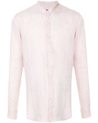Chemise à manches longues en lin rose Giorgio Armani