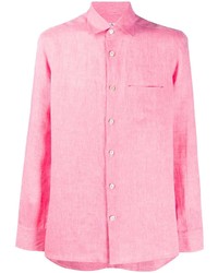 Chemise à manches longues en lin rose Kiton