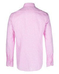 Chemise à manches longues en lin rose Manuel Ritz
